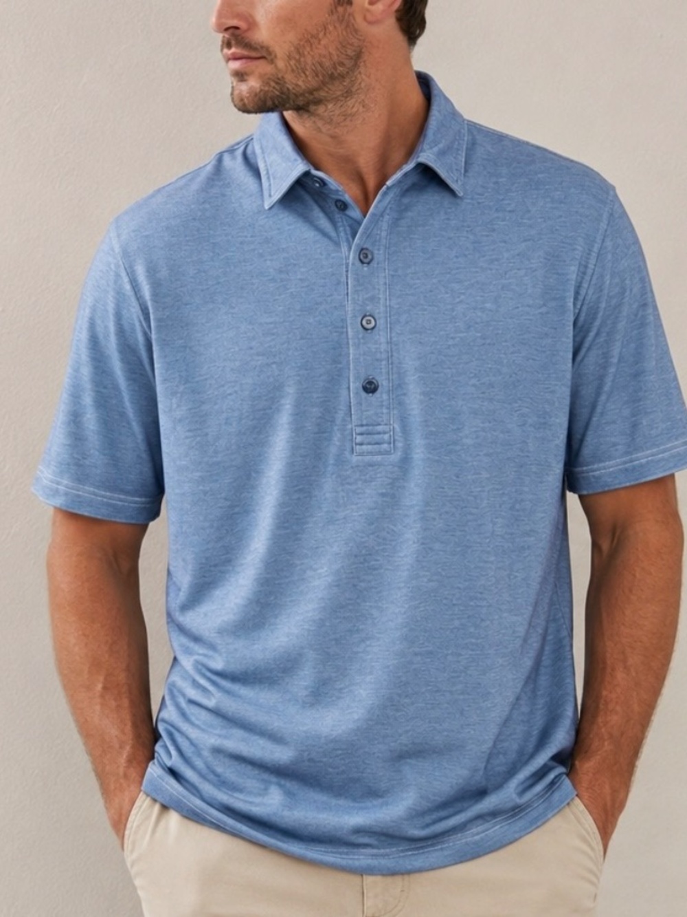 Travis Mathew men's performance Modern Fit Blue golf polo shirt Sz L